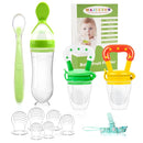 WAJIAYON Baby Fruit Feeder Pacifier - 5 Pack | 2 Infant Food Feeder Pacifier & 1 Baby Food Dispensing Spoon | Fresh Fruit Teethers for Babies | Shower Gifts for Boys and Girls (Green&Yellow) by TinyTreasures Baby Boutique