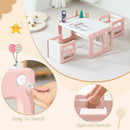 3 in 1 Montessori Weaning Table and 2 Chairs Set, Kids Desk and Chair Set, 2 Height Levels, Toddlers Activity Table for Drawing, Dining, Reading and Playing, Pink by CozyNest Decor