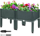 MAYOLIAH Raised Garden Bed with Drainage Elevated Planter Box Plastic Raised Beds for Gardening Vegetables Herb Flowers, Perfect for Indoor Outdoor Planting, 2 Boxes Grey by GreenHaven Gardens