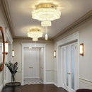 Flashing God 16 Inch Mini Chandelier Modern Crystal Chandeliers Light Semi Flush Mount Ceiling Light Fixture Small Gold Chandelier for Bedroom Hallway Kitchen Foyer by CozyNest Decor