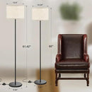 Ambimall 61'' Modern Floor Lamp with Shade, Tall Lamps for Living Room, Bedroom, Office, Dining Room, Beige Shade with Black Pole(Without Bulb) by CozyNest Decor
