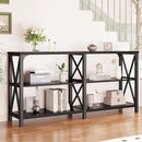 LVB Industrial Entryway Table, Farmhouse Rustic Console Tables Behind Couch, Long Metal Wooden Sofa Table with Storage Shelf, Modern Foyer Hallway Table for Living Room Bedroom, Black Oak, 63 in by CozyNest Decor