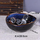 Blue Ceramic Decorative Pottery Key Bowl, Candy Dish, Salad Bowl, Small Jewelry Trinket Dish for Bedroom, Centerpiece, Bedside Table, Living Room Decor (8 inch) by CozyNest Decor