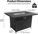 43.3 inch Outdoor Propane Fire Pit 2 in 1 Firepit Table Gas Fire Pit Table with Lid, Glass Wind Guard Rectangle Gas Firepit Table for Garden/Patio, CSA Certification (Dark Grey) by GreenHaven Gardens