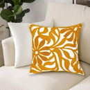 Alysheer Farmhouse Floral Leaves Embroidered Decorative Throw Pillow Cover 18x18 inches, Boho Tufted Flowers Embroidery Pattern Chic Cotton Cushion Case for Couch Bed Sofa Living Room(Mustard Yellow) by CozyNest Decor