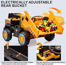 24V Ride On Dump Truck, 24inch-2 Seater Ride On Car for Kids w/Remote Control 4WD/2WD Up to 5 Mph, 24v Ride on Toys for Big Kids w/Electric Dump Bed Extra Shovel Traffic Cones (Yellow) by TinyTreasures Baby Boutique