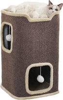 Empet Cat House for Indoor Cats Beds, Multi-Level Cat Condo, Foldable Cave Bed Brown, 2L by CozyNest Decor