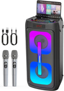 Karaoke Machine for Adults, Portable Bluetooth Speaker with 2 Wireless Microphones, Portable PA System with Disco Lights for Big Party, Outdoor, Ideal Gifts for Family, Music Lover by TinyTreasures Baby Boutique