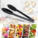 MSY BIGSUNNY 9 Inch Kitchen Food Tongs, Buffet Tongs, Serving Tongs, Black Aluminum Tongs - Set of 3 by CozyNest Decor