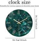 Teal Wall Clock Battery Operated 14 Inch Modern Abstract Clocks for Living Room Decor Marble Pattern Glass Analog Wall Clock Silent by CozyNest Decor