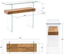 ivinta Glass Console Table with Storage, 39.4" Modern Narrow Entryway Table for Living Room, Entrance, Hallway or Bedroom 5101 (Natural Wood) by CozyNest Decor