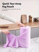 Fantasticlean Microfiber Cleaning Cloth Roll -75 Pack, Tear Away Microfiber Towels, 12" x 12", Reusable, Washable, Scratch Free, Ultra Absorbent Dish Rags for Car, Home, Garage or Shop (Purple) by CozyNest Decor