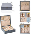 2-layer jewelry box，Jewelry Organizer with Handle，with hanging necklace hooks, detachable jewelry trays, suitable for storing a large amount of jewelry gift box (Large-Grey) by TinyTreasures Baby Boutique