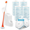 JEHONN Disposable Toilet Bowl Cleaner Wand with 40 Cleaner Refills, Wall Mounted Long Handle Compact Bathroom Scrub Brush Holder Set for Sink Bathtub Wash Basin Mop Pool (Orange) by CozyNest Decor