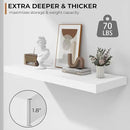 Fun Memories Floating Shelves - 2 Pack 12 Inch Rustic Wooden Wall Shelves - Extra Deeper & Thicker Wall Mounted Storage Shelf for Living Room, Kitchen, Farmhouse - 36" W x 12" D x 1.8" H - White by CozyNest Decor