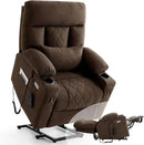 Power Lift Recliner Chair for Elderly with Extended Footrest, Infinite Position Lay Flat Recliner Chair for Adult W/Massage & Heating, Adjustable Headrest, 3-Motor Zero Gravity,Cup Holder, Fabric by CozyNest Decor