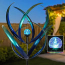 Outdoor Wind Spinners with Solar Light, 82'' Metal Large Spinner Yard Art, Peacock Blue Wind Sculptures for Garden Lawn Patio, Gifts for Family by CozyNest Decor