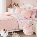 Full Size Comforter Sets with Sheets for Girls-7 Pieces Full Size Bedding Sets with Pink Comforter, Sheets, Pillowcases & Shams for Kids (Pink Gold Heart, 76" X 86") by TinyTreasures Baby Boutique