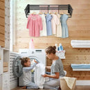 XL-31.5'' Wall Mounted Clothes Drying Rack, 130 lbs Large Capacity Rustproof Retractable Collapsible Drying Rack Easy Install with 7 Drying Rods, Space Saving Towel Clothes Rack for Laundry-Black by CozyNest Decor