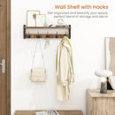 Homode Coat Rack with Wall Mount, 24 Inch Long Entryway Wall Shelf with Hooks, Wood Hanger with Storage Shelf for Bathroom, Hallway, Rustic Brown Black by CozyNest Decor