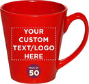 DISCOUNT PROMOS Custom Glossy Ceramic Latte Coffee Mug 12 oz. Set of 50, Personalized Bulk Pack - Perfect for Tea, Espresso, Cappuccino, Hot Cocoa - Red by CozyNest Decor
