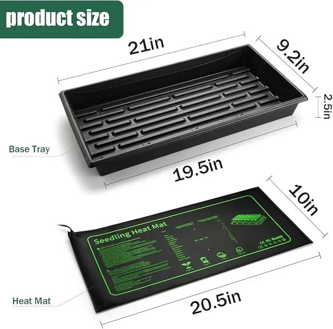 Seed Starter Kit - 10 Pack 1020 Seed Trays with 2 Seedling Heat Mats for Plants (10"x20.5"), Complete Seed Germination Kit for Indoor Gardening, Greenhouse Accessories, photo 2 of 6