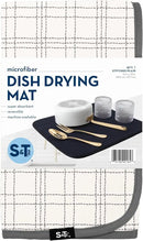 S&T INC. Dish Drying Mat, 16” x 18”, Absorbent Microfiber Kitchen Counter Mat, Dish Drying Pad for Dishes, Utensils, Pots and Pans, Large, Stitched Plaid by CozyNest Decor