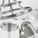 WUZUPS Chandelier Rustic Farmhouse Industrial Round Ceiling Pendant LED Light Fixture Clear Seeded Glass Shade for Dining Room Kitchen Island Foyer Entryway, H 20.9" x W 15.9", Brushed Nickel by CozyNest Decor