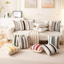 Boho Throw Pillow Covers 18x18 Set of 2 Farmhouse Decorative Cushion Case Striped Square Pillows Cover Chenille Pillow Cases Accent Neutral Pillowcase for Sofa Couch Bed,Blue by CozyNest Decor