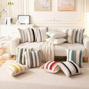 Boho Throw Pillow Covers 18x18 Set of 2 Farmhouse Decorative Cushion Case Striped Square Pillows Cover Chenille Pillow Cases Accent Neutral Pillowcase for Sofa Couch Bed,Orange-Blue by CozyNest Decor
