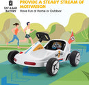 TOBBI 12V Electric Go Kart for Kids Battery Powered Ride on Car Outdoor Race Toy with Remote Control, Safety Belt, Music, LED Lights and Flags for Toddlers 3-8 Years, White by TinyTreasures Baby Boutique