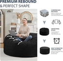 3FT Bean Bag Chair, Comfy Bean Bag Chairs with Memory Foam Filled, Fluffy Beanbag Sofa with Dutch Velvet Cover, Round BeanBag Chairs for Living Room, Playroom - Black by TinyTreasures Baby Boutique