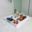 White Rectangular 16x20 Inches Acrylic Ottoman Tray Decorative Serving Tray with Cutout Handles Organizer Tray on Coffee Table Countertop Big Breakfast Bed Tray Living Room Appetizer Serving Food by CozyNest Decor