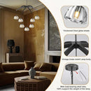 Modern Crystal Chandeliers, Black Round Chandelier for Dining Room, Large Arc Chandelies for Living Room, 7-Light Dining Room Light Fixture 34" Pendant Light Chandelier for Staircase Bedroom by CozyNest Decor
