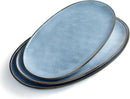 famiware Serving Platter, Oval 15.59/14.3/12.9inch Serving Dishes for Entertaining, Serving Bowls, Reactive Glaze, Stoneware Serving Trays for Party, Food, Turkey, Cheese, Ocean Series, Blue by CozyNest Decor