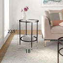 2 Tier Round Side Table, Black End Table with Glass Top, Modern Metal Clear Coffee Table，Small Accent Table for Living Room, Bedroom, 18" x 18" x 24" by CozyNest Decor