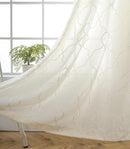 MIUCO Moroccan Embroidery Semi Sheer Curtains Faux Linen Grommet Curtains for Bedroom 52 x 63 Inch 2 Panels, Off White by CozyNest Decor