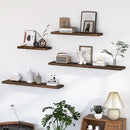 Fun Memories Floating Shelves for Wall, 72"x9.3" Rustic Solid Elm Wood Wall Shelves, Heavy-Duty Wall Mounted Shelves with Invisible Brackets, Set of 2 for Living Room, Bedroom, Kitchen, Walnut Finish by CozyNest Decor