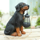 Garden Dog Statues Outdoor Decor, 13" Solar Powered LED Lights Outdoor Statue Garden Decorations Rottweiler Figurine for Patio, Lawn, Yard Art Decoration, Housewarming Garden Gift by CozyNest Decor