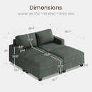 Nolany Corduroy Sectional Couch with Storage Ottoman, Sleeper Sectional Sofa, Modular Sectional Couches for Living Room, Green by CozyNest Decor
