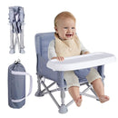 Portable Baby Booster Seat with Tray, Toddler Booster seat for Dining, Camping, Travel, Baby Beach Chair 6 Months to 3 Years Old Indoor Outdoor Use Grey by TinyTreasures Baby Boutique