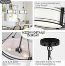 16.3''Black Drum Chandelier 3-Light Modern Farmhouse Chandelier with White Fabric Shade Adjustable Drum Pendant Light Fixture for Dining Room Kitchen Island Hallway Living Bedroom by CozyNest Decor