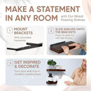 Homeforia Walnut 18 inch Floating Shelf, High End Solid Real Wood 18inch Floating Shelves for Wall Mounted, Dark Brown 18 inches Long Floating Shelves, Heavy Duty Bracket, 18 X 6.5 X 1.75 in, Set of 4 by CozyNest Decor