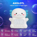 Axolotl Alarm Clock with Night Light for Kids, Rechargeable Silicone Lamp Time to Wake Clock Cute Animal Tabletop Lamp, Perfect Sleep Companion for Boys Girls, White by TinyTreasures Baby Boutique