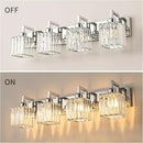 Modern Bathroom Vanity Light 4-Lights Chrome Crystal Wall Lamp Bathroom Modern Crystal Vanity Lighting by CozyNest Decor