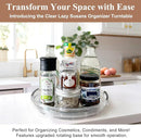 Clear Lazy Susan Organizer Turntable for Cabinet Table Top, 9.25 Inch 2 Pack 360 Rotating Spinning Makeup Organizer for Vanity, Kitchen Storage Rack Heavy-Duty Pantry Spices Tray Countertop Organizer by CozyNest Decor