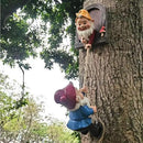 Climbing Gnomes Tree Faces Decor Outdoor for Yard, Adorable Gnome Elf Out Hugger Fairy Door Statue for Tree, Funny Garden Gnome Peeker Sculpture Yard Patio Art by CozyNest Decor