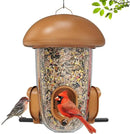 LONA Bird Feeders for Outdoors Hanging – 3 Separate Compartments, 3 Feeding Ports, Weatherproof Dome & 3 Ways to Hang, Large Capacity for Cardinals/Finches (Brown，Plus by CozyNest Decor