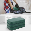 DesignSter Small Travel Jewelry Box with Double Zipper, 2 Layers PU Portable Jewelry Case for Women and Girls,Travel Jewelry Organizer for Rings, Earrings, Necklaces, Bracelets,Dark green by TinyTreasures Baby Boutique