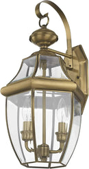 Livex Lighting 2251-01 Monterey 2 Light Outdoor Antique Brass Finish Solid Brass Wall Lantern with Clear Beveled Glass by GreenHaven Gardens